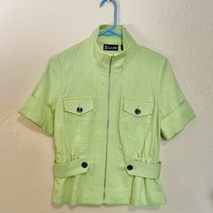 Stylish-Vibrant Green Zip Up Blouse